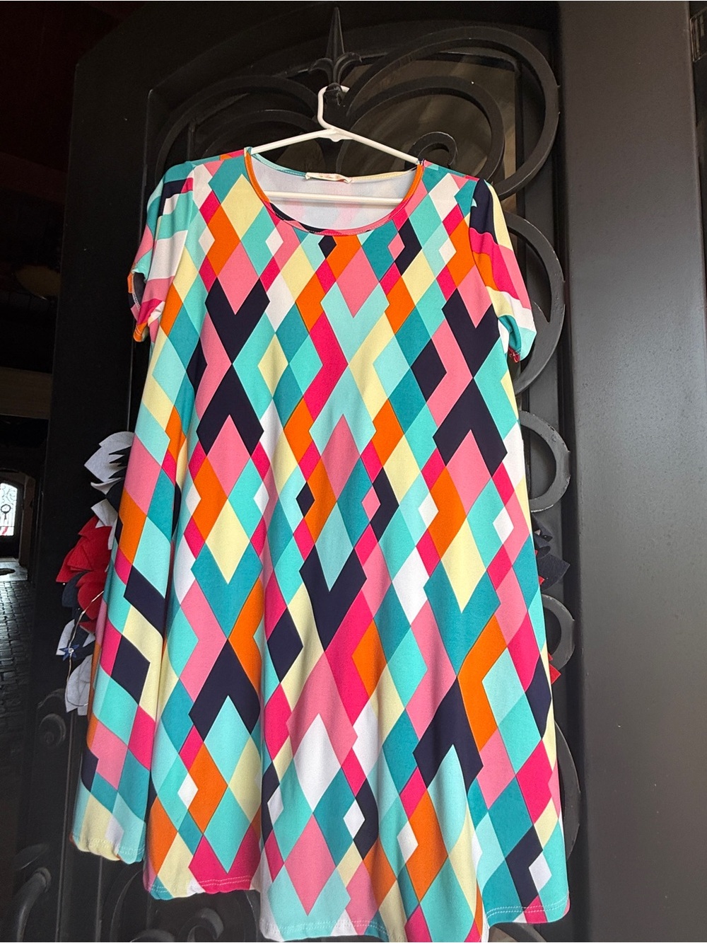 Peach Love ' Multicolor Geometric Swing Dress